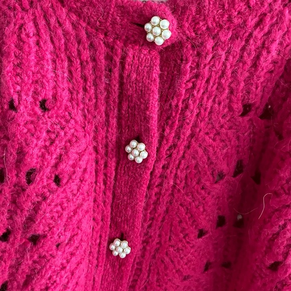 LITTLE MOON PINK Rosella Pearl Button Cardigan - Picture 3 of 9